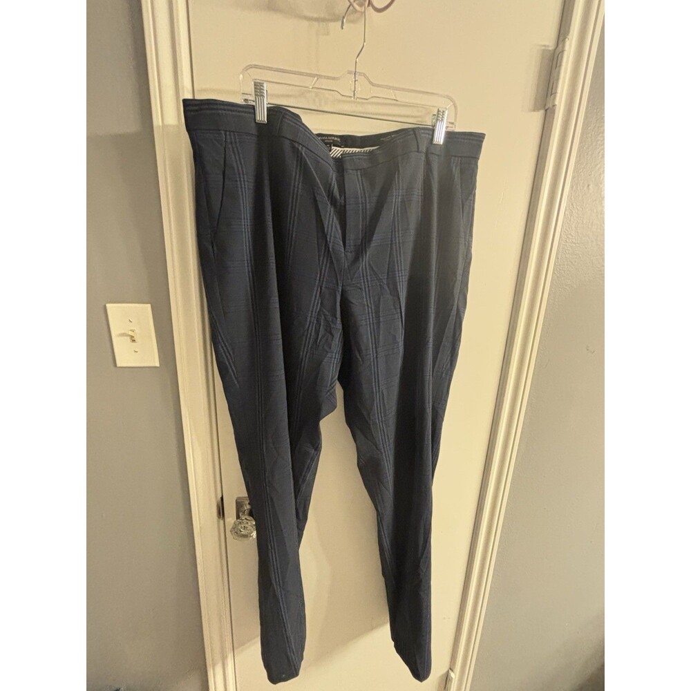 Banana Republic Logan Plaid‎ Navy Italian Wool Blend Pants Size 18